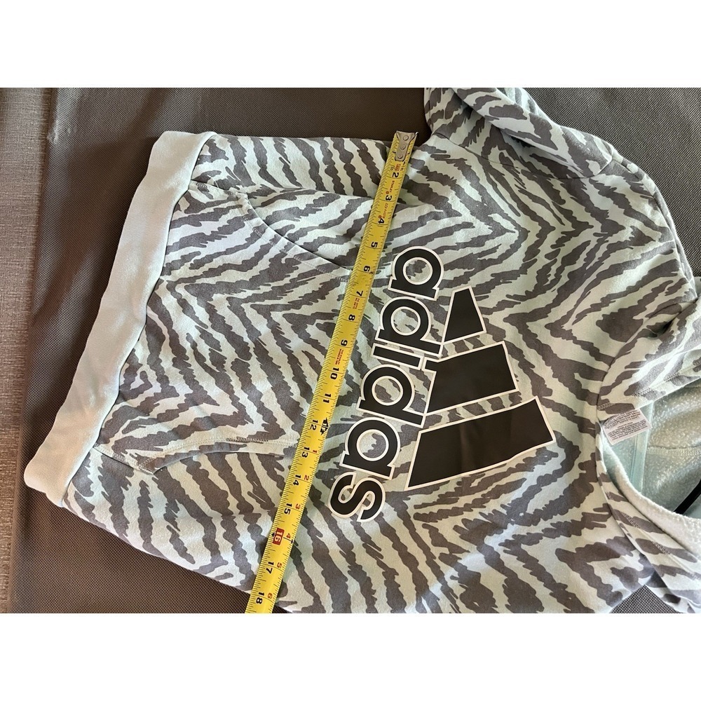 Adidas Hoodie Girls XL 16 Allover Print Sweatshirt Purple Zebra Stripes - Picture 5 of 6
